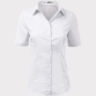Camisa camisete manga curta branca blusa social feminina tecido de qualidade premium direto da fábrica