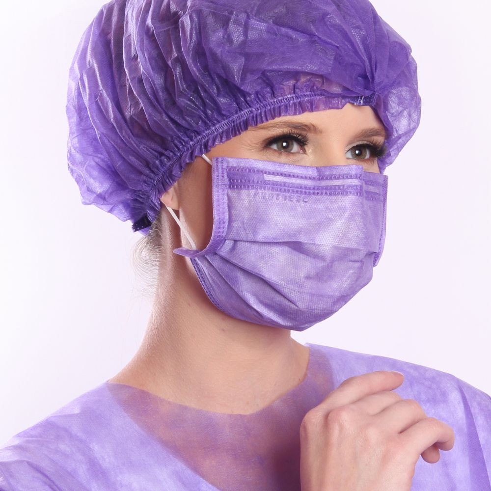 Toca Descartavel com Elástico TNT Roxo Lilas TNT Gramatura 20 Protclean Hospital Clinica