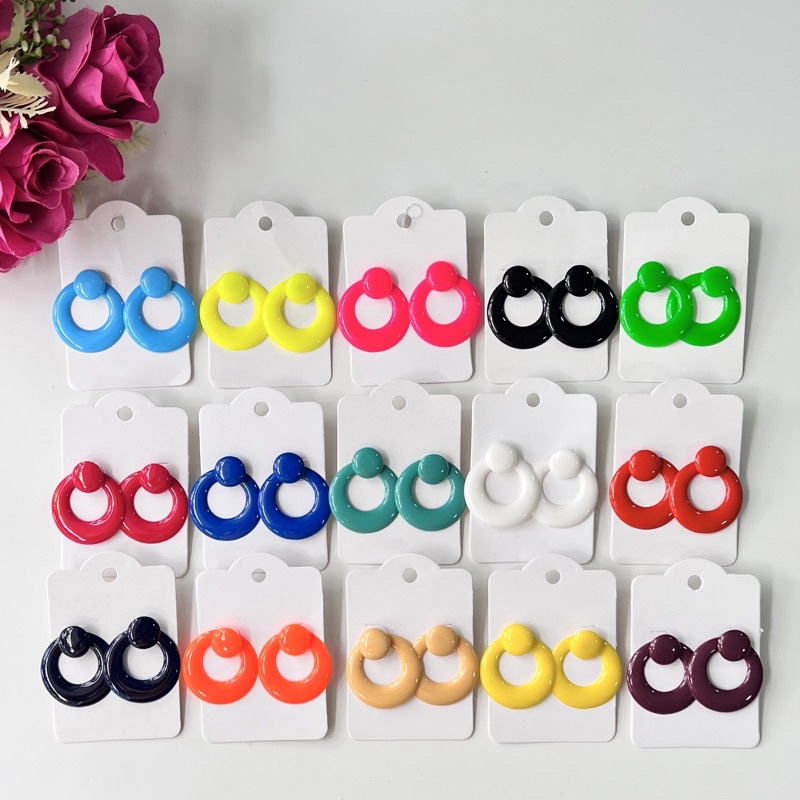 Brinco argola de resina colorida 2 em 1 feminino várias cores da moda verão praia inverno tendência