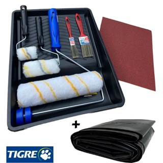 Kit Pintura De Parede Rolo Lã Com Lixa E Pincel + Lona C/ 13 Peças em Oferta na Shopee
