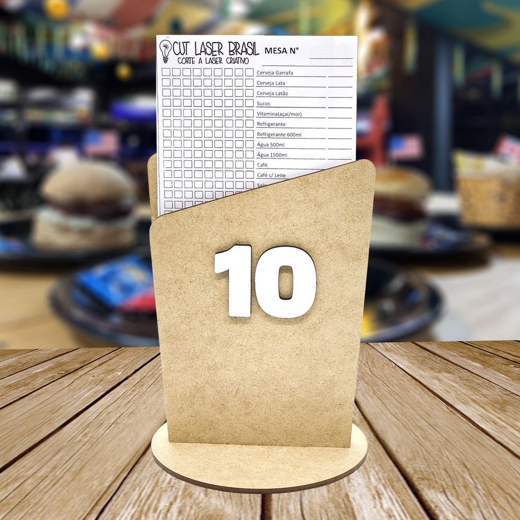 Porta Comanda Números Para Mesa Restaurante Pizzaria Mdf Kit 10 Unidades