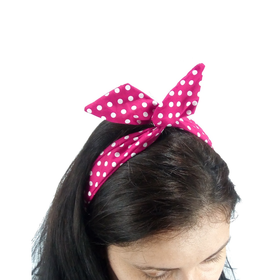 Tiara Com Arame De Cabelo Anitta Com Bolinhas Festa Fantasia Retro 60 Baile Coslplay Sex Sensual Retrô Vintage Pinup Rosa