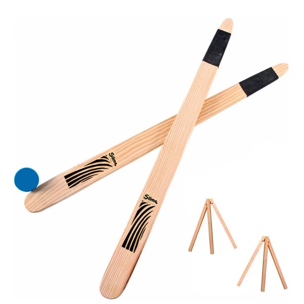 Jogo Tacobol Madeira Bets Kit Completo 2 Tacos + 2 Casinhas + Bolinha de Borracha