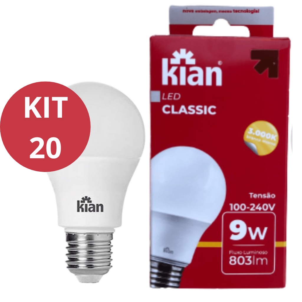 Kit 20 Lampada LED 9w Luz Amarela 3000k  Iluminação Interior em Oferta na Shopee