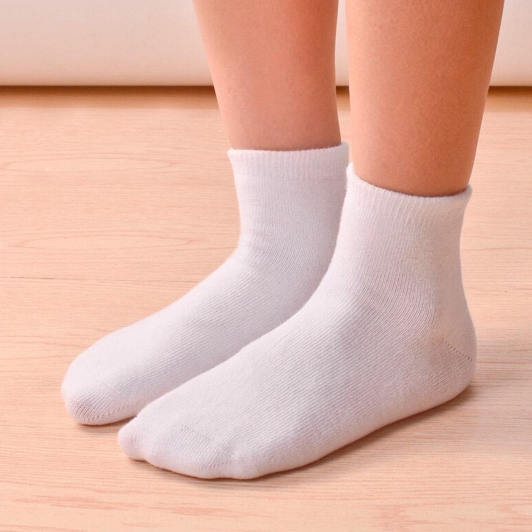 Kit 3 Pares Meia Branca Algodão Crianças Kids Infantil Para Escolar Cano Médio Longo Menino Menina em Oferta na Shopee
