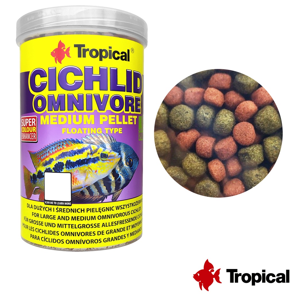 Ração CICHLID OMNIVORE MEDIUM PELLET 360G TROPICAL
