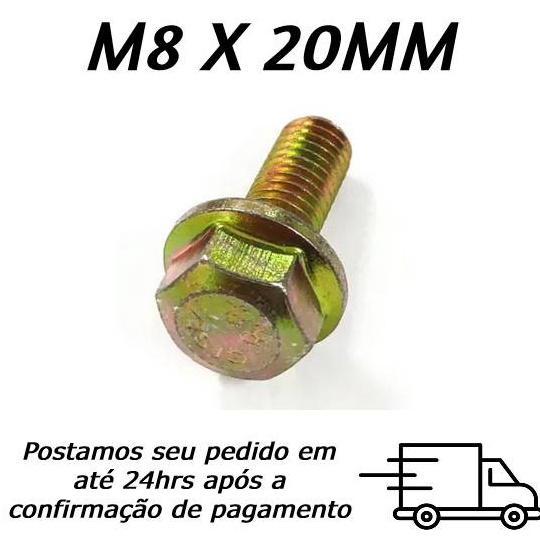 Parafuso Sextavado Flangeado M8 X 20mm Bicromatizado