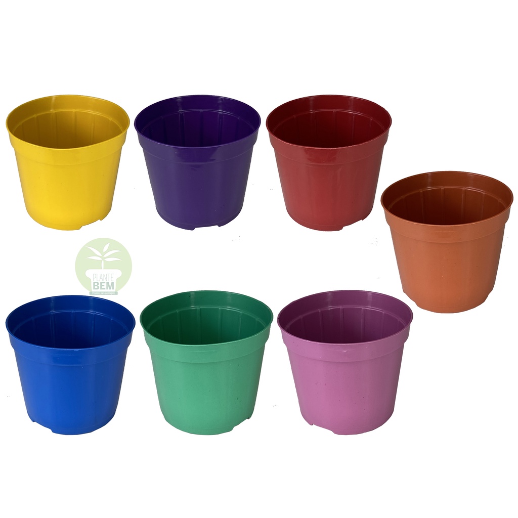 Kit 50 Vasos Plástico Pote 9 Liso COLORIDO Suculentas Mini Cactos