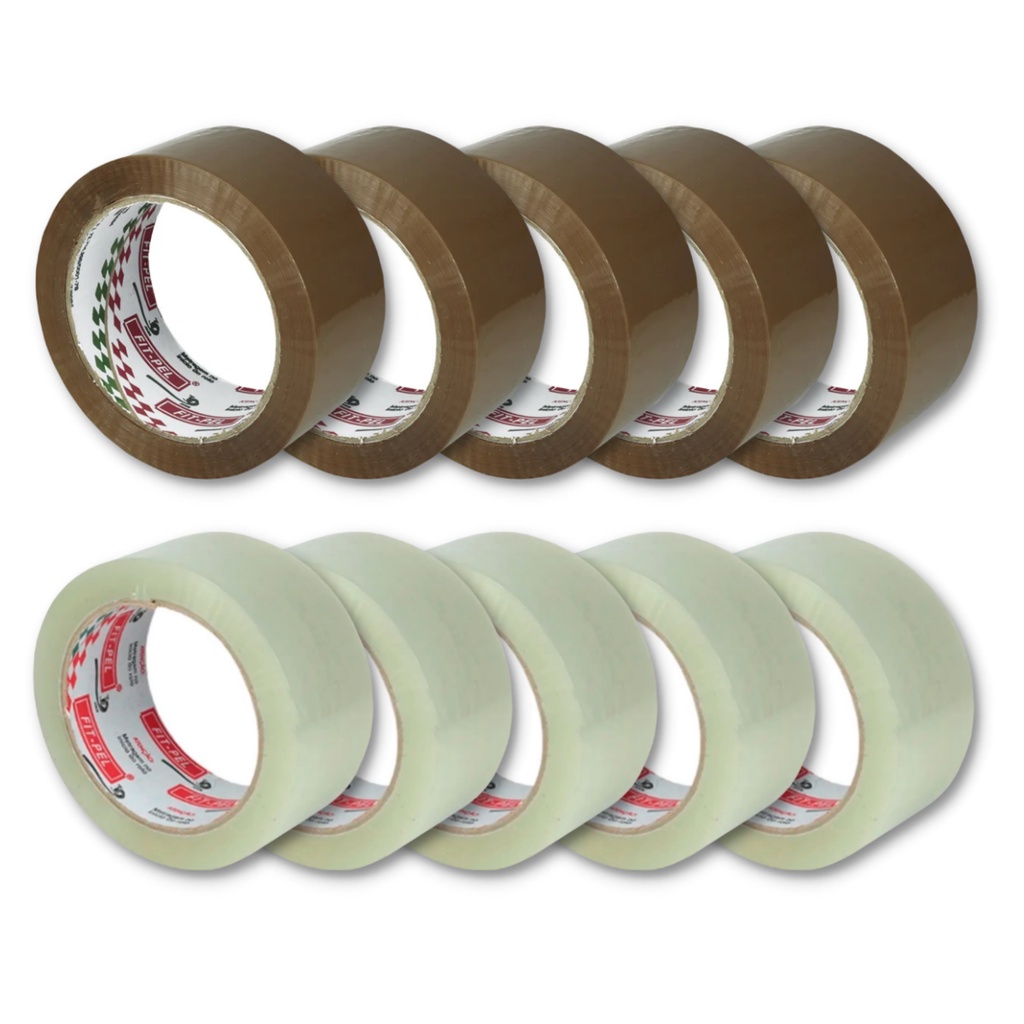 Kit fita adesiva marrom + fita transparente Fit-Pel 48mm x 45m com 10 rolos