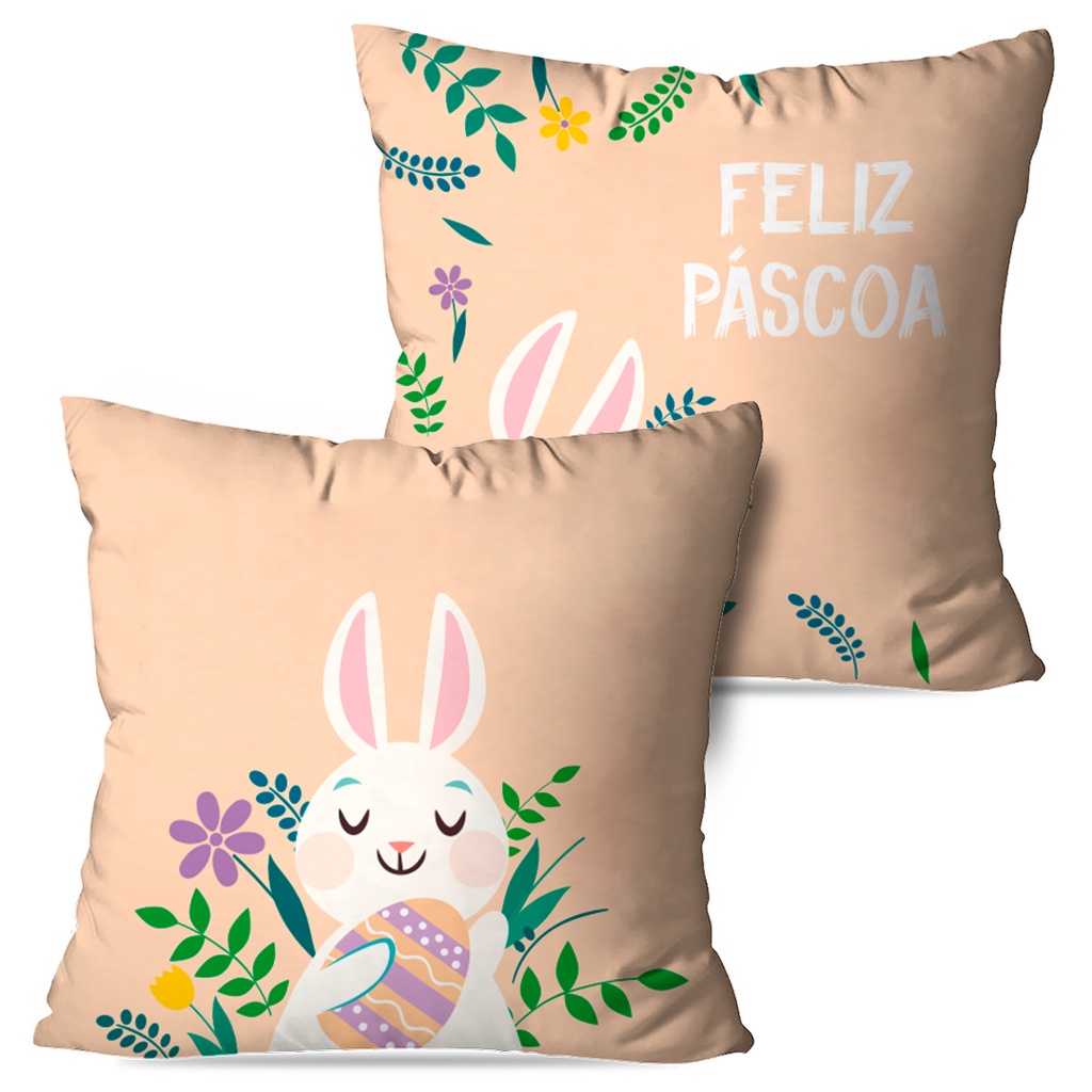 Kit com 2 Capas para Almofadas Decorativas Páscoa Feliz Bege em Oferta na Shopee