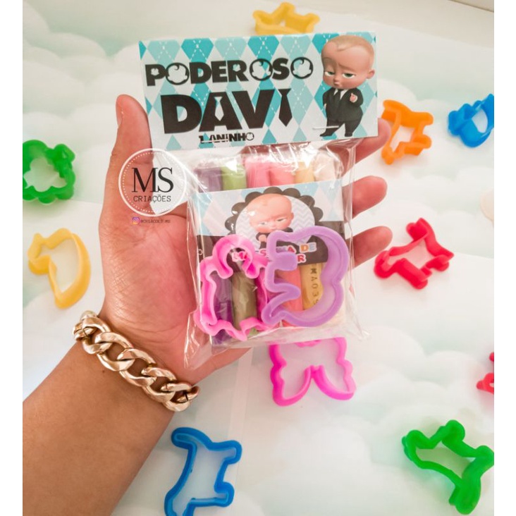 Kit 10/20  Massinha + cortadores Festa O Poderoso Chefinho, Lembrancinha aniversário, Personalizados.