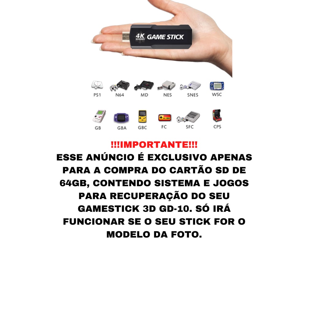 Micro SD Card 64GB Game Stick 4k 3D GD10 45 Mil Emuelec Shopee Brasil