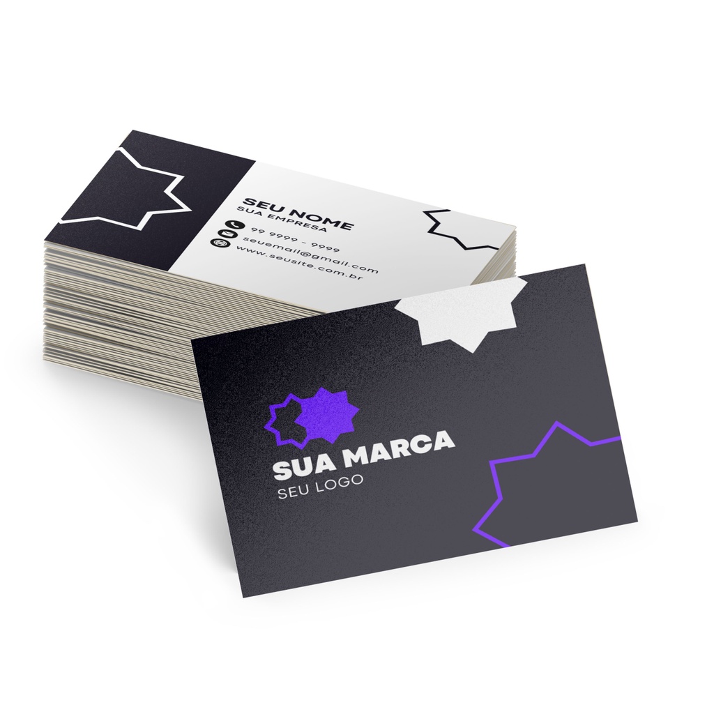 100 Cartões de visitas Personalizados 180g com Brilho Frente e verso ...