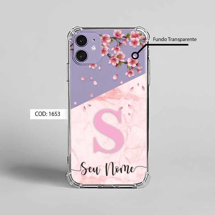 Capa Case Capinha de Celular Personalizada com Nome e Inicial Flores em Oferta na Shopee