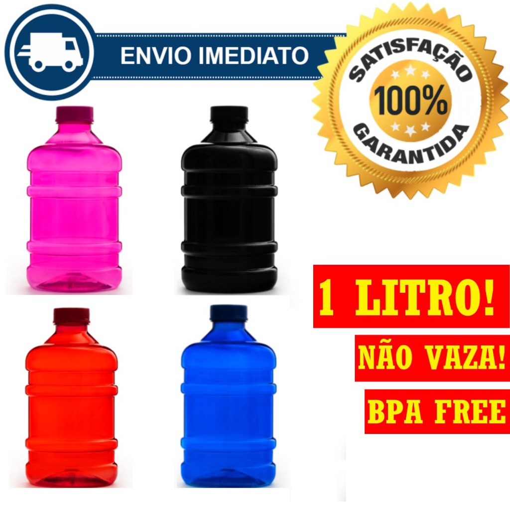 KIT até 5 Garrafinhas Mini Galãozinho De Água 1Litro Squeeze Garrafa de ...