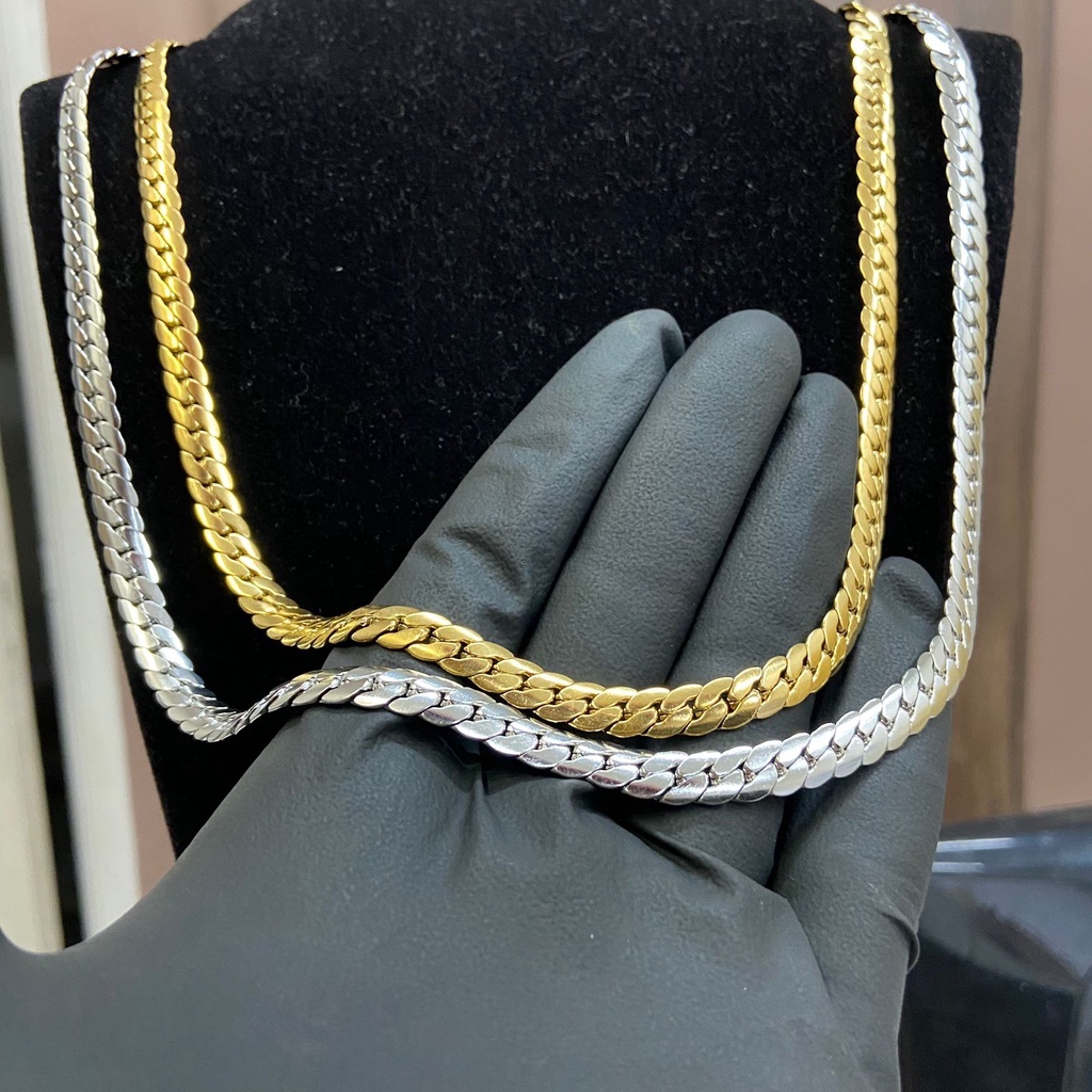 Corrente dourada e prata escamada grumet 60cm Modelo premium em aço inox A+++