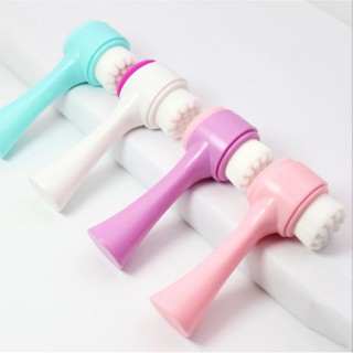 Escova de Limpeza Facial 2 em 1 Esponja Cerdas Macias Ponta Dupla de Silicone Esfoliante Aparelho Massagem
