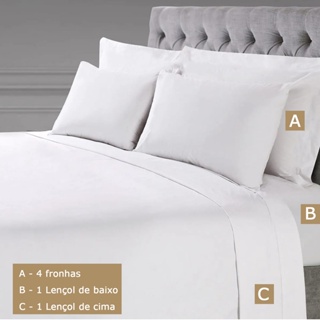 kit roupa de cama percal 200 fios 100% algodão com 4 fronhas lencol 6 pecas em Oferta na Shopee