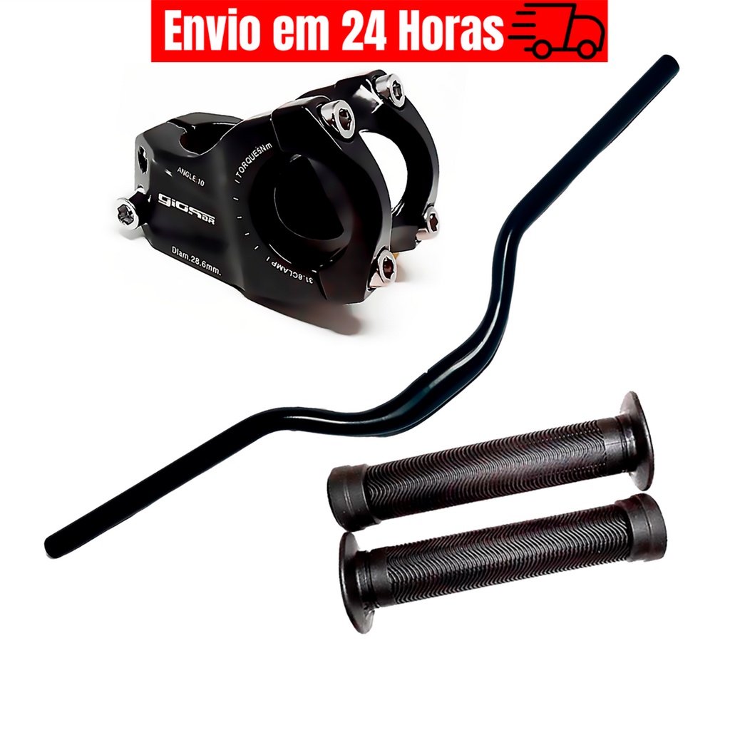 Guidão Voador de Bicicleta Aluminio + Suporte Mesa Gios + Par Punho Manopla Gios Cores