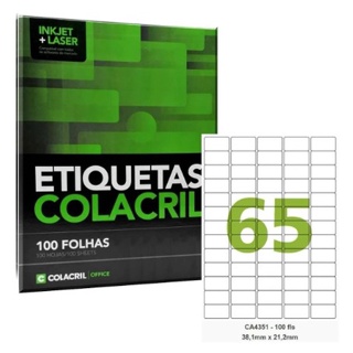 Etiqueta Impressora A4 38,1x21,2mm, 65/folha, C/100 Fls em Oferta na Shopee