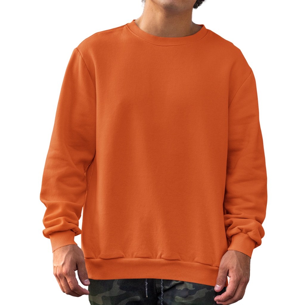 Moletom Masculino Gola Redonda Laranja Neon