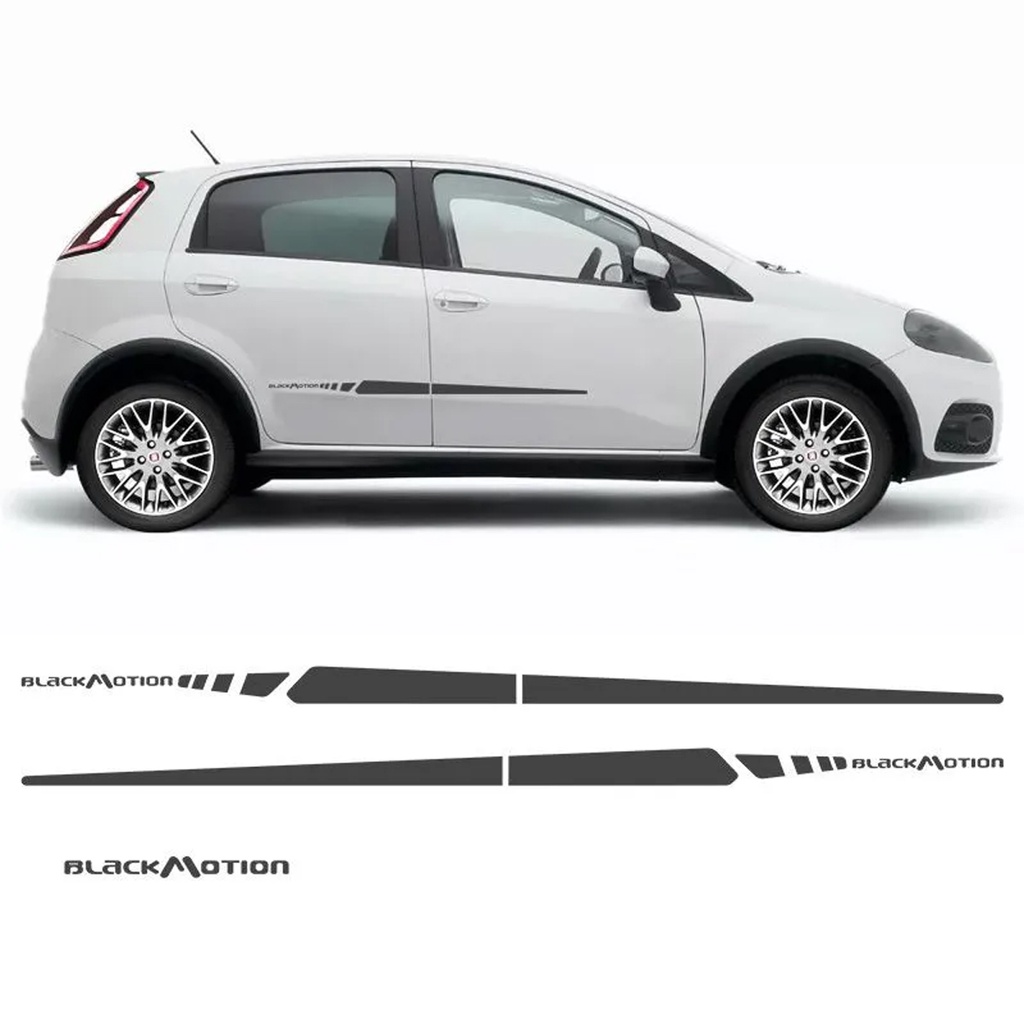 Kit Adesivo Faixa Lateral Fiat Punto Blackmotion Grafite