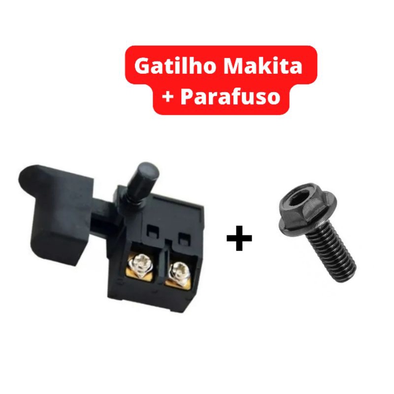 Botão Gatilho Interruptor Chave Liga Desliga Serra Mármore Makita 4100 + Parafuso Rosca Esquerda
