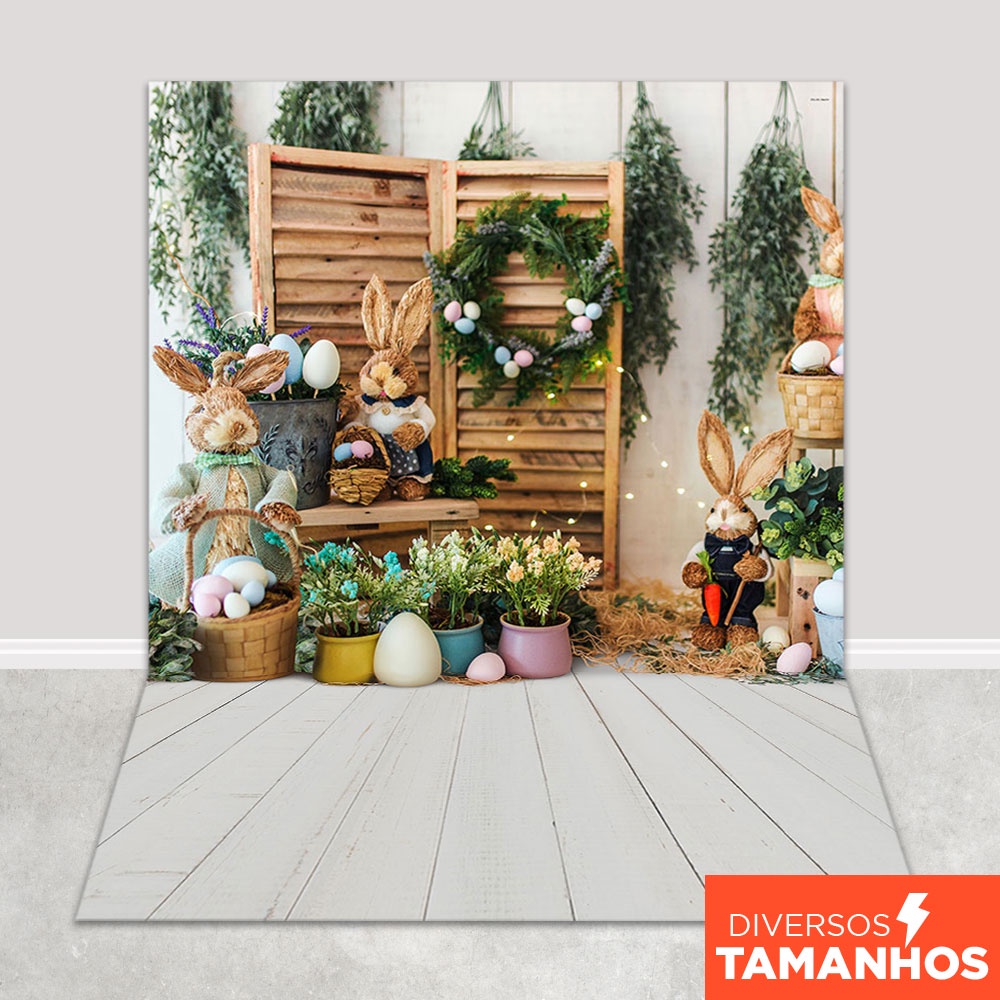 Fundo Fotográfico Coelhos da Páscoa Em Tecido PCA-203 em Oferta na Shopee