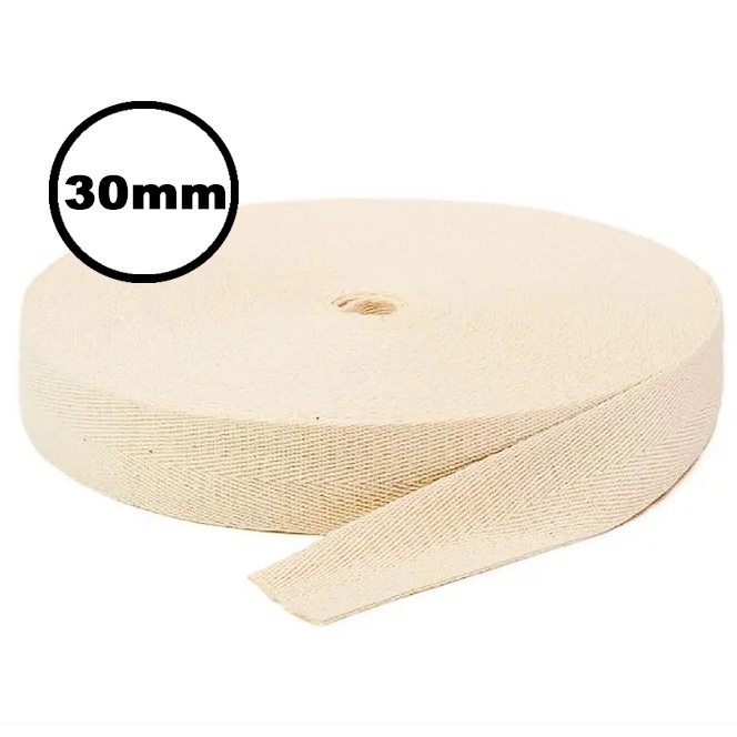 Cadarço Sarjado 30mm Cru C/25 Metros São José 100% algodão