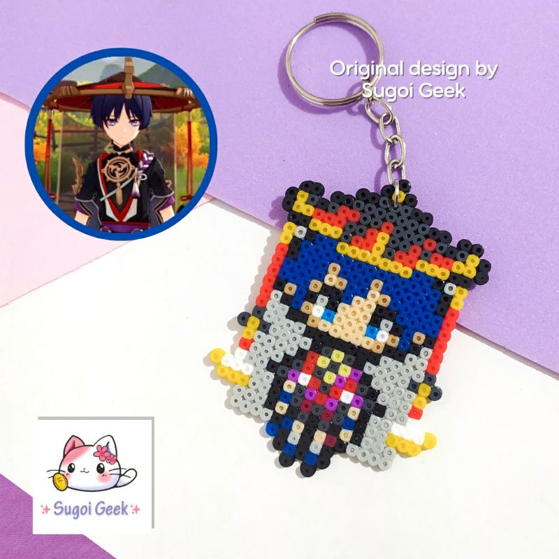 Chaveiro Scaramouche jogo Genshin Impact Hama Perler Beads | Shopee Brasil