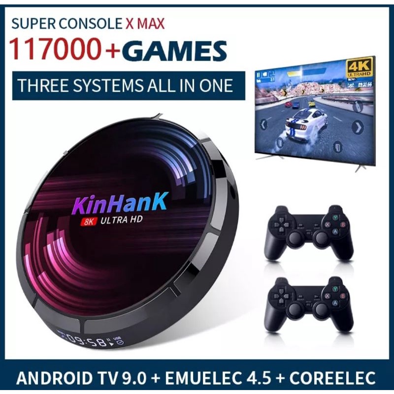 KinHank Super Console X3 Plus Retro Video Game Consoles Built-In 114000 Classic  Games 4K Output Mini Game Box For PSP/PS1/SNES - Escorrega o Preço