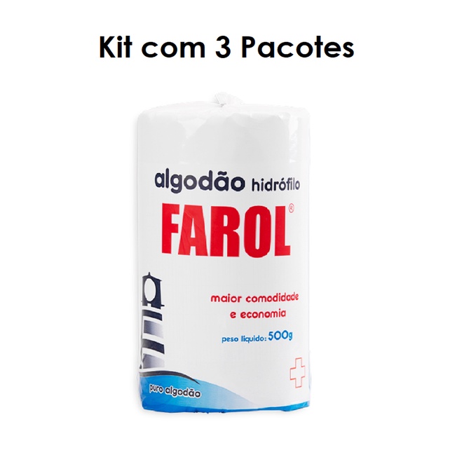 Algodão Rolo 500g Farol - Kit com 3 Pacotes