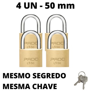 Kit 4 Cadeado Pado De 50mm Mesmo Segredo Iguais Mesma Chave Chaves Iguais em Oferta na Shopee