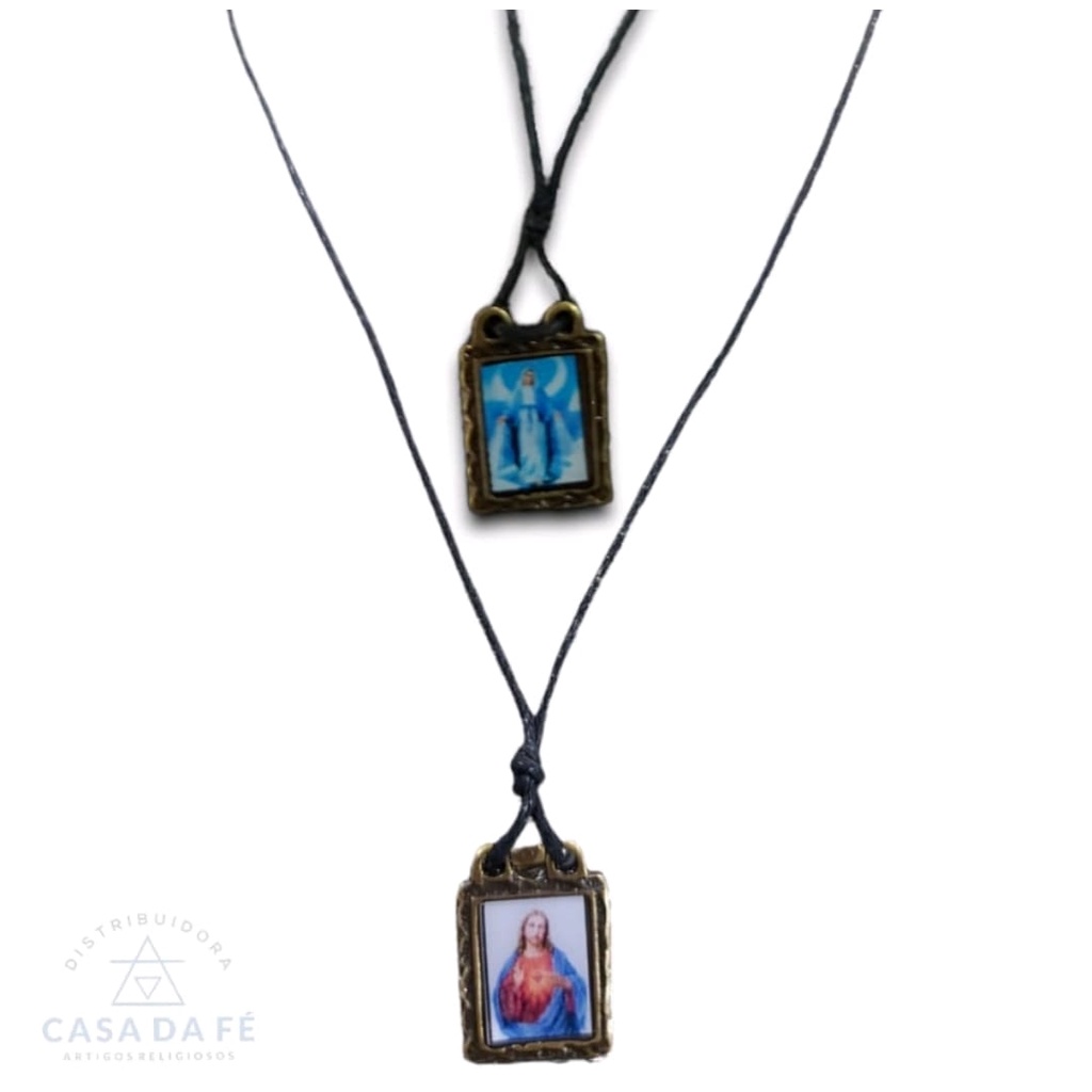 Escapulário Cordão Medalha Imagem Resinada Nossa Senhora Das Graças / Nossa Senhora Da Imaculada / Nossa Senhora de Fatima