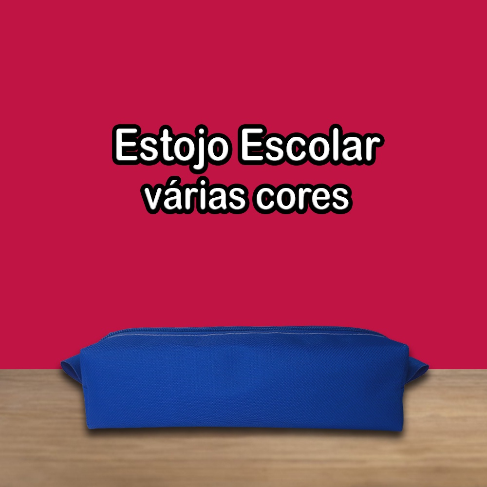 Estojo Escolar Organizador Pincel Make  Nylon 600 Pvc Colorido Azul Royal Porta Lápis e Canetas Volta às Aulas