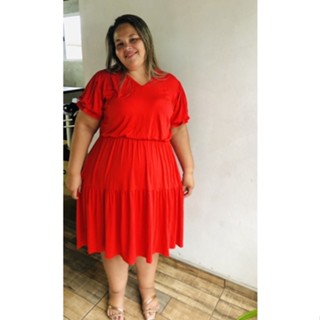 Vestido Manga Princesa em Viscolycra Plus Size Tamanho M G GG G1 G2 G3 G4
