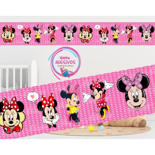 Faixa Adesiva Decorativa para Parede Quarto Menina Minnie Vermelha Rosa Adesivo de Parede Baby Nome em Oferta na Shopee
