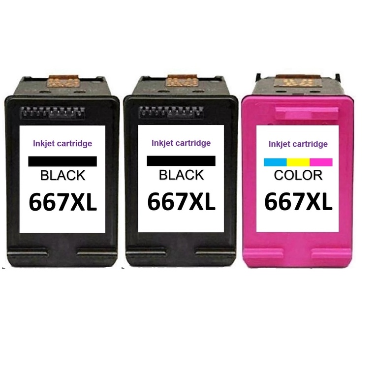 Kit 3 Cartucho De Tinta 667xl 2 Preto E 1 Colorido