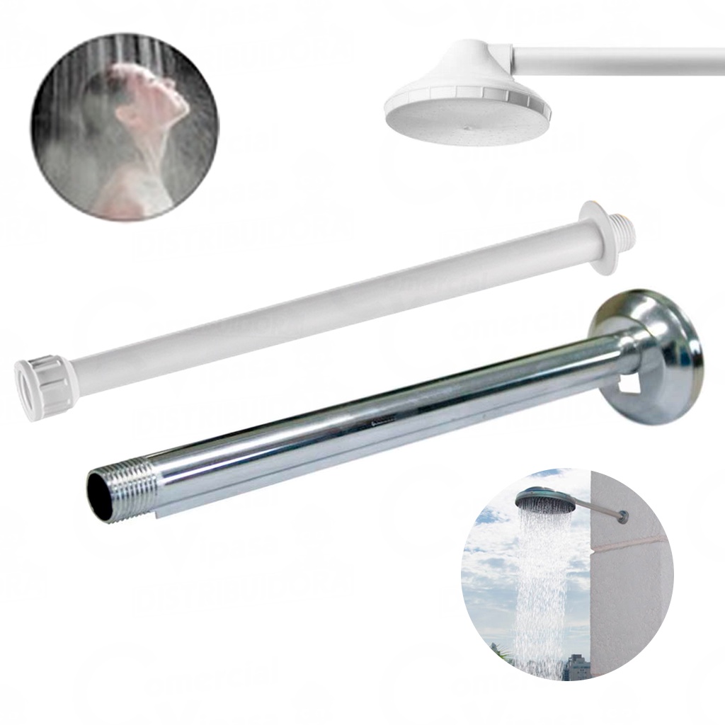 Braço Conector Para Chuveiro Elétrico Ducha PVC 1/2Pol. Branco Ou Cromado 30cm Parede Extensor em Oferta na Shopee