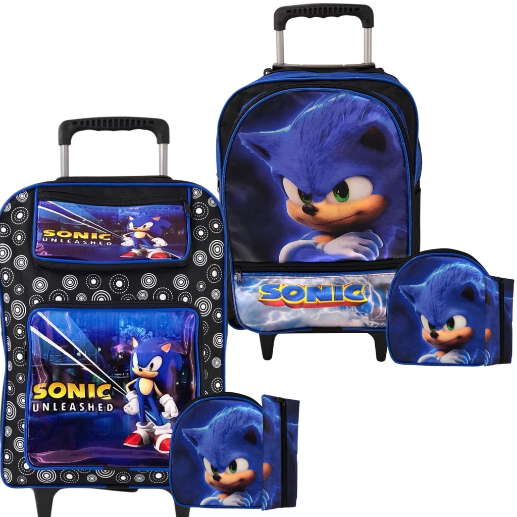 Mochila Escolar Infantil Meninos Super Sonic o Ouriço Azul e Seus