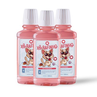 Kit 3 Xo Bafinhos: Tratamento Bucal para Cães e Gatos - 250 mL - Trata Mau Hálito, Tártaro, Cárie, Gengivite e Placa