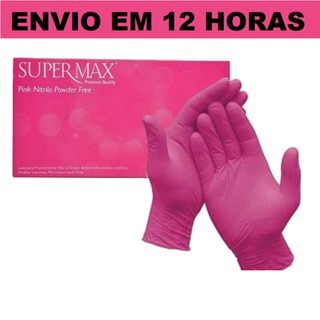 Luva Descartável Nitrílica Rosa Pink C/100 Unidades Supermax
