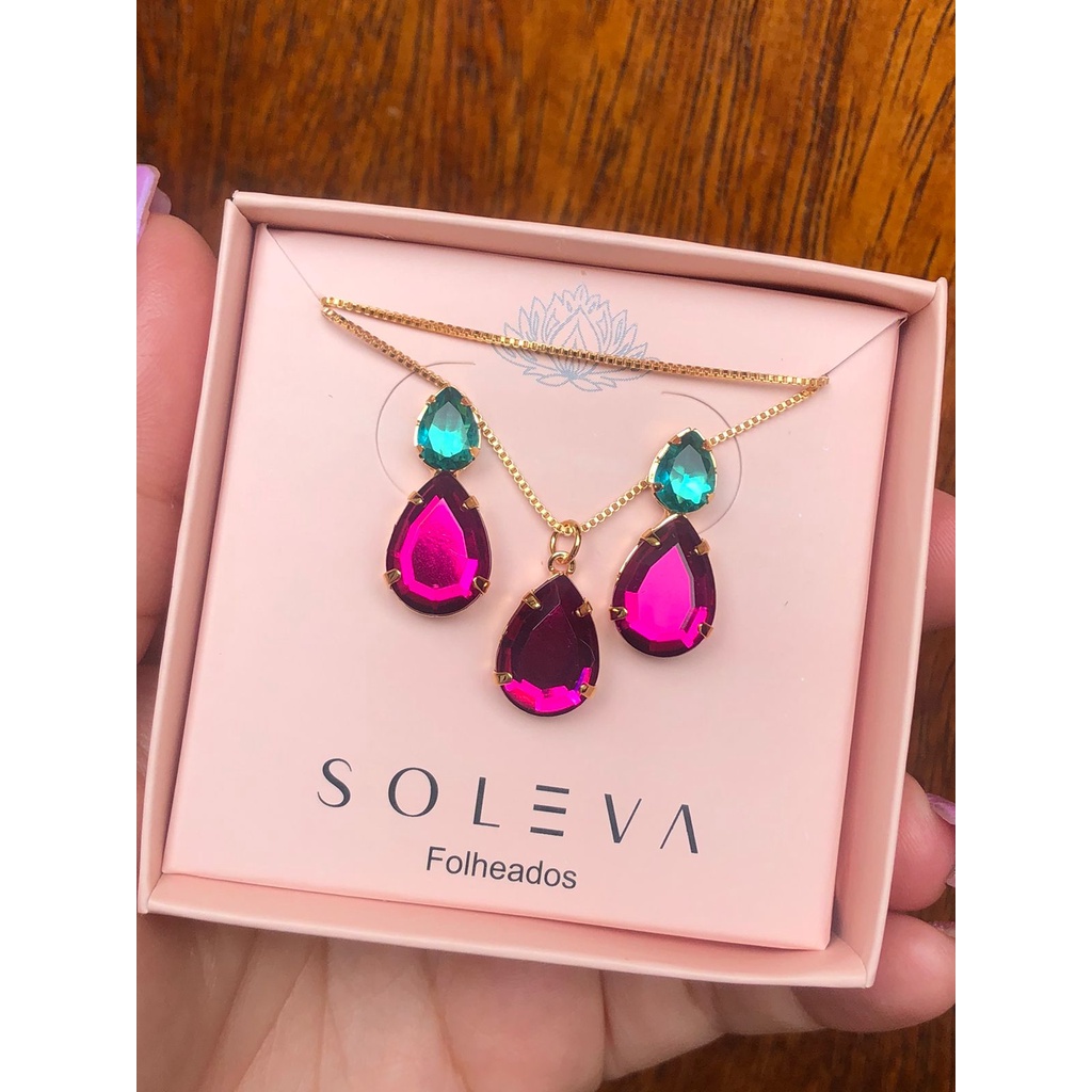 Conjunto De Pedraria Colorido 2 Pedras em Oferta na Shopee