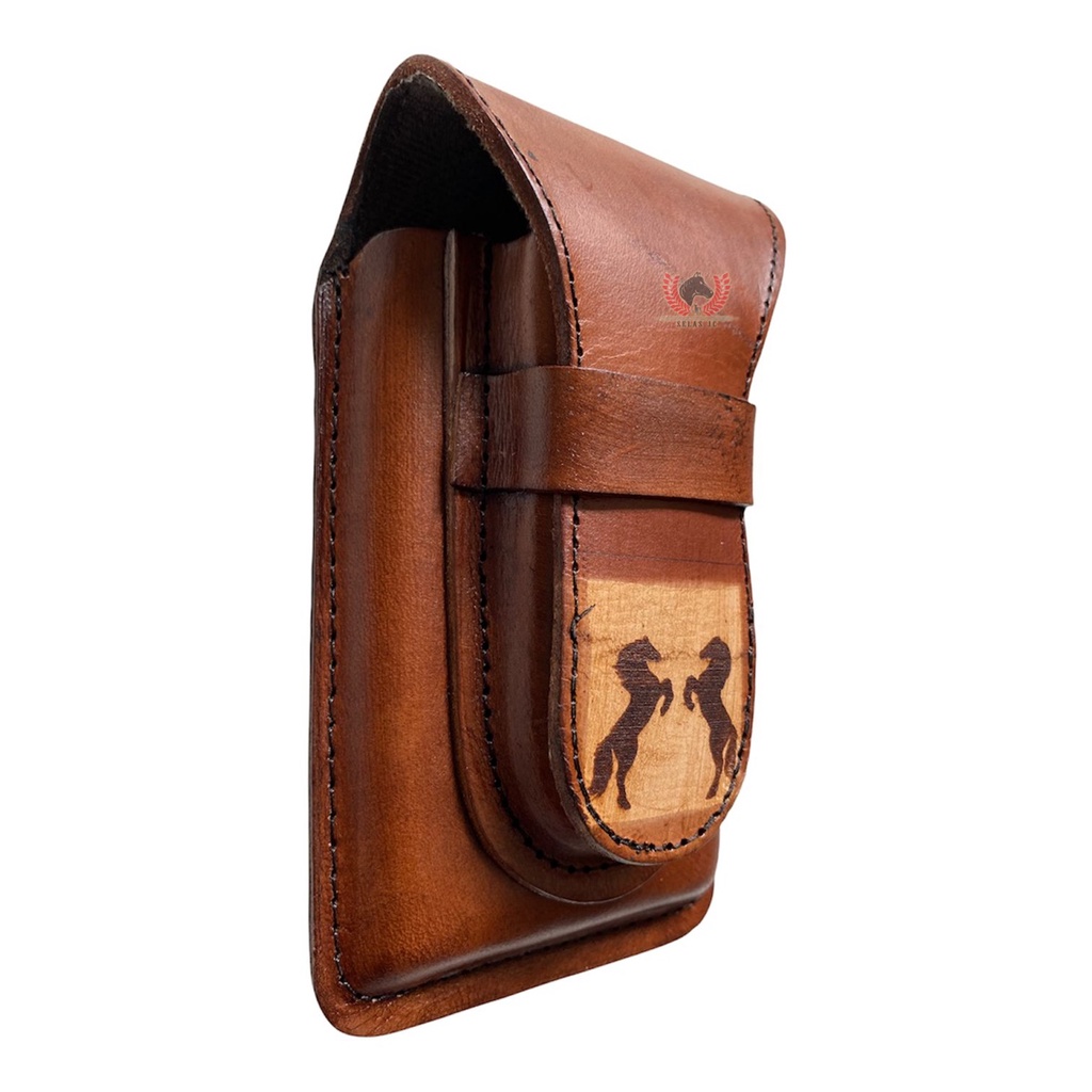 Capa Bainha Dupla para Celular e Canivete Unissex Estampa Cavalos C13