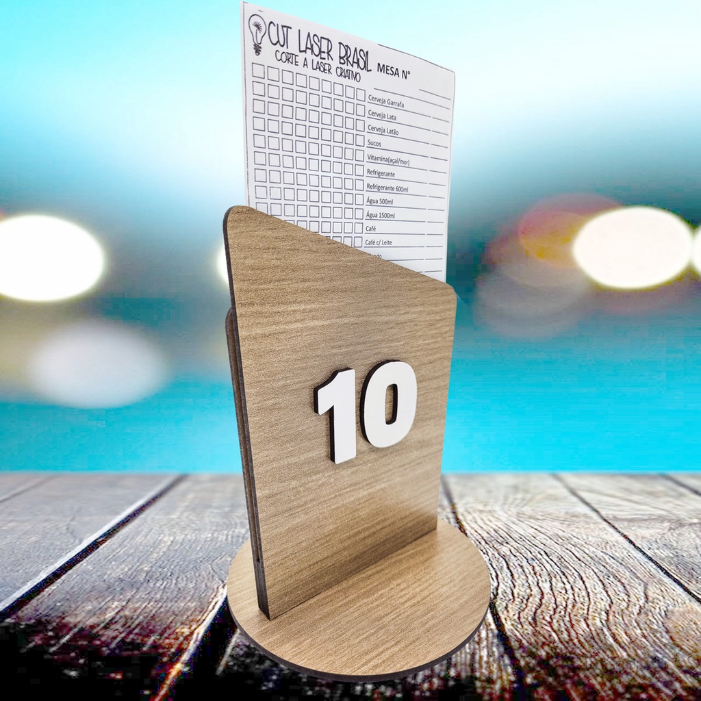 Kit 10 Porta Comanda Números Para Mesa Em Mdf Controle Conta