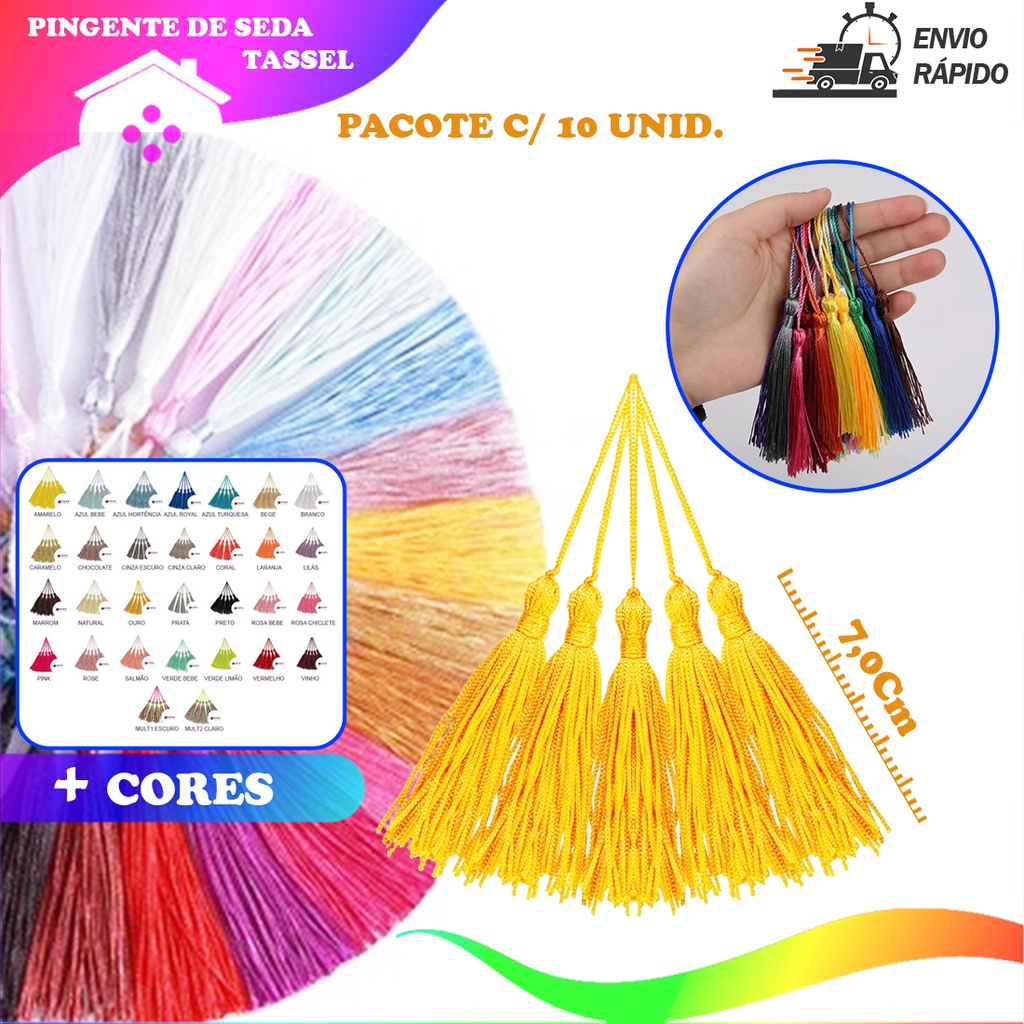 Pingente De Seda Tassel - 7.0 Cm - Pct C/10 Unid.