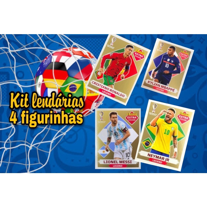 Kit 4 Figurinhas Legends Copa 2022 Lendarias Ouro (ADESIVADAS)
