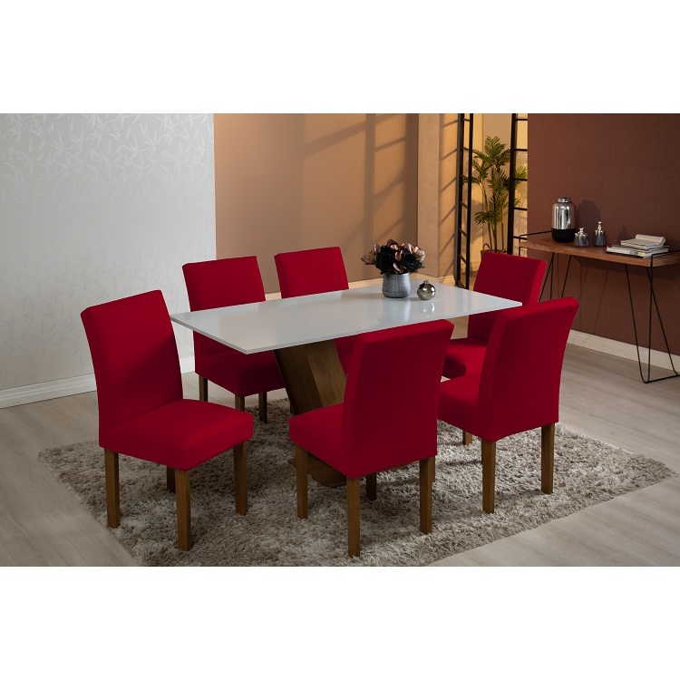 Kit 04 Capas de Cadeira para Mesa Jantar Malha Gel Helanca Super Luxo Cores Variadas