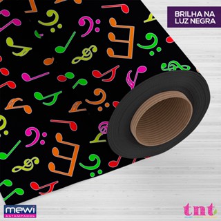 Tnt Estampado Notas Musicais 3m X 1,40m Brilha Na Luz Negra