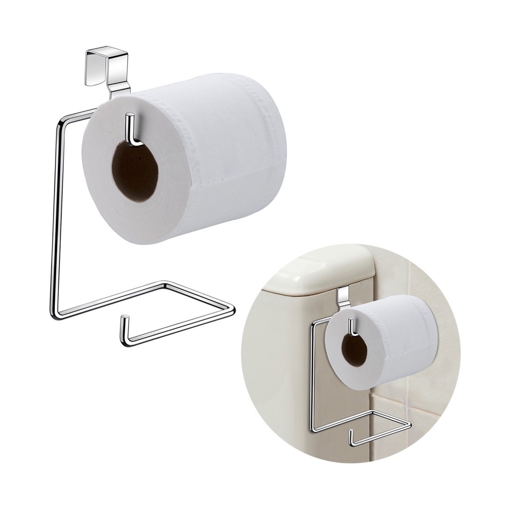 Suporte Porta Papel Higienico Duplo Aramado Para Caixa Acoplada Cromado Aço Preto Branco